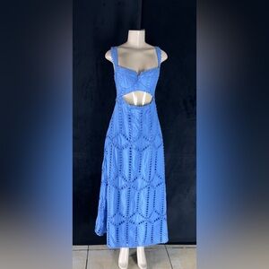 Sky-Blue Crochet Cutout Maxi Dress